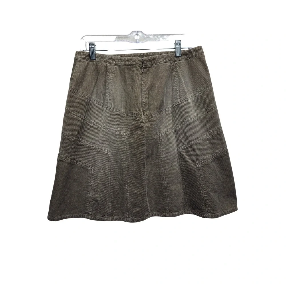 Ann‎ Taylor LOFT Brown Corduroy A-Line Skirt Chevron Cotton 10 Preppy Western